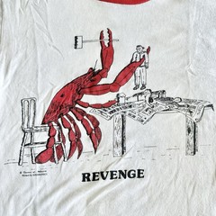 Vintage Lobster Ringer Shirt Tee Mens Medium White Red Screen Stars 80s Funny SS
