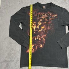 Vintage Harley Davidson Shirt Large Black Wolves Flames Y2K Rapid City