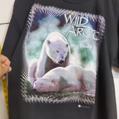 SeaWorld Wild Arctic Polar Bear Graphic Black T Shirt Made in USA XL Art Vintage