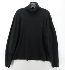 VINTAGE Ralph Lauren Shirt Men Medium Black Turtleneck Red Pony Minimalist *