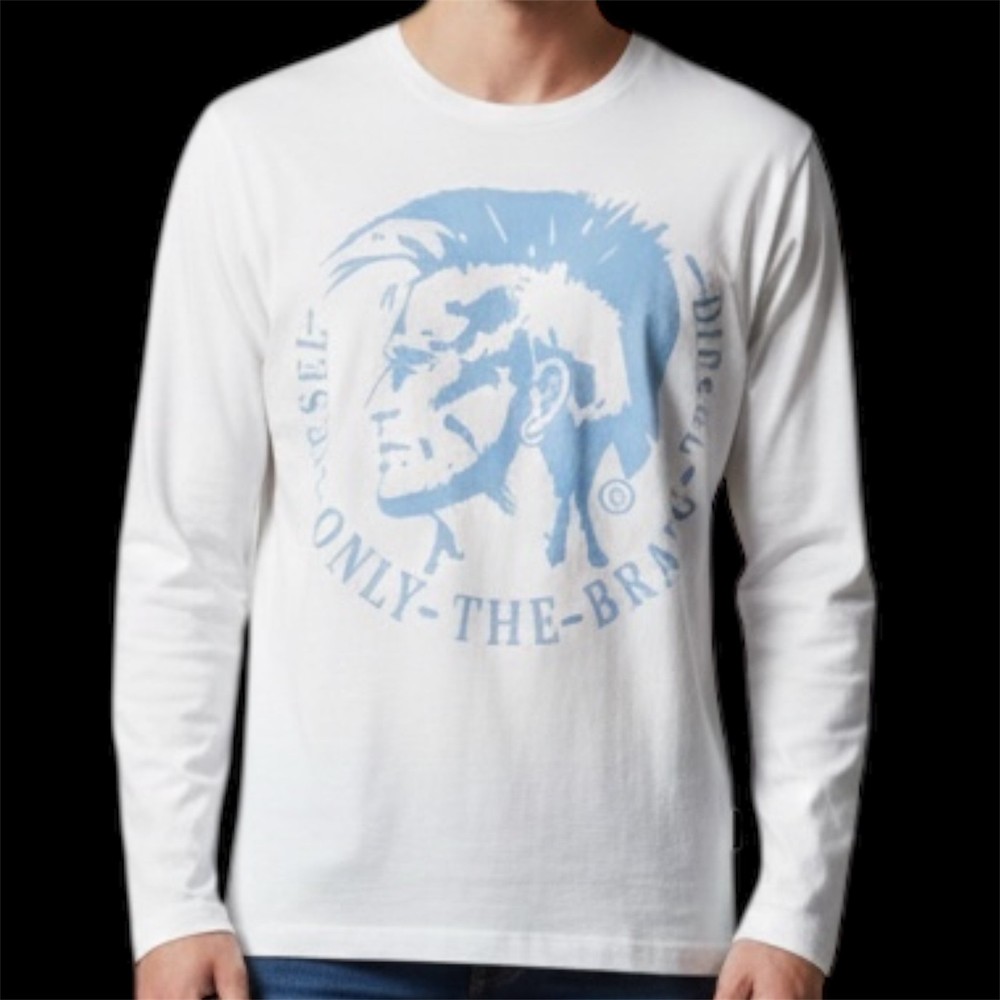 Vintage Y2K $78 DIESEL White ACHEL Long Sleeve Slim Fit Designer T-shirt NWT