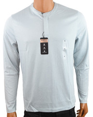 Alfani Mens Henley T-Shirt New M Light Blue Long Sleeves Stretch Standard Solid
