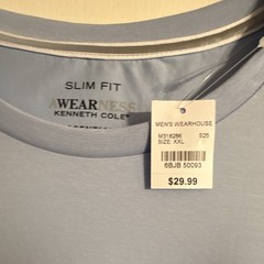 Wearness Kenneth Cole Essentials Slim Fit Blue Short Sleeve Crew Neck Tee XXL