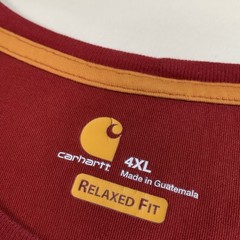 Carhartt Force Work T-Shirt Mens 4XL Relaxedl Fit Maroon Short Sleeve Pocket