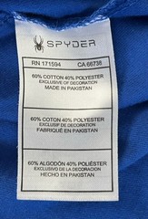 Spyder Blue Short Sleeeve Tee Ribbed Collar Embroidered Logo Mens Sz XL