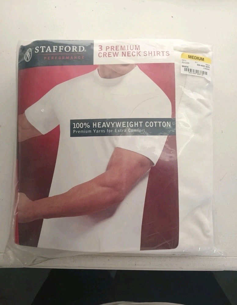 Stafford White TShirts 3 PACK MEDIUM