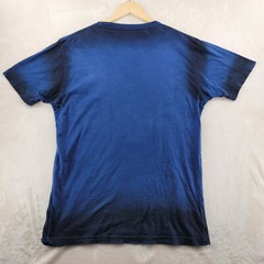 Custom Rug Vintage Wash Premium Denim Men Size L Blue Graphic Crew-Neck T-Shirt