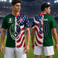 Personalized Mexico USA Soccer Jersey Name Number Aztec Mexican American (S-5XL)