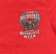 Suna Mens Milwaukee Motorcycle Rally T Shirt 2018 Red Short Sleeve Size Large