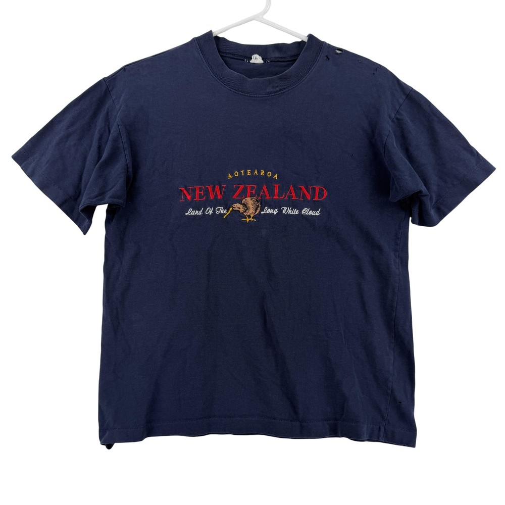 Vintage New Zealand Shirt Mens Medium Blue Aotearoa Kiwi Graphic Tee T-Shirt