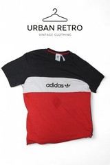 Adidas Originals Vintage Colorblock T-Shirt Black White Red – Size L – Urban