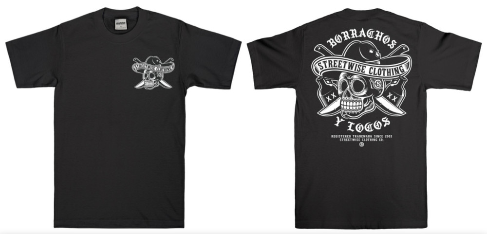 streetwise Los Borrachos Graphic T-Shirt Black & Gray M-5XL