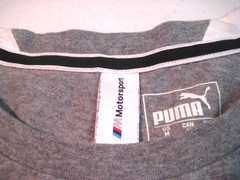 EUC- BMW Motorsport M Series PUMA Gray/White Cotton T-Shirt Mens Size Medium