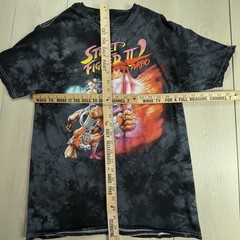 Street Fighter 2 Turbo Shirt Mens Medium Graphic Print Black Tie Dye Video Game