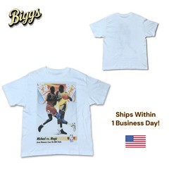 Michael Jordan VS Magic Johnson T-Shirt Men’s Medium White Cotton NBA Finals