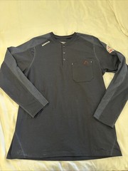 Bulwark Shirt Mens XL Black FR Flame Resistant IQ Henley Long Sleeve Pyro Safe