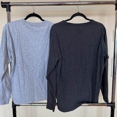Lot of 2 Men’s Medium LANDS’ END Long Sleeve Shirts Dark Gray and Light Gray