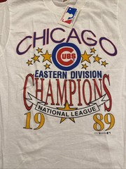 VTG 1989 Logo 7 Chicago Cubs Eastern Div Champs Single Stitch Tee L USA/with Tag