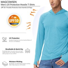 Men’s UPF 50+ Sun T-Shirts Hooded Long Sleeve UV Protection Workout Fishing Tops