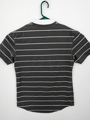 BYLT Drop Cut Lux Men’s Athletic Gray Striped Tee Shirt Size Large