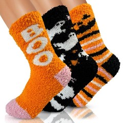 Halloween Fuzzy Socks 4X Thicker Cozy Fluffy Warm Fall Winter Gift Spooky