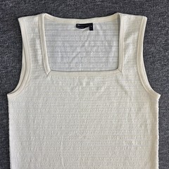 Asos Designs Textured Square Neck Tank Top in Ecru Cream Size Medium -Brand New!