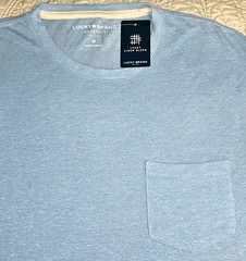 NEW LUCKY BRAND, MENS MEDIUM, LINEN-BLEND SHORT-SLEEVE POCKET🪩SHIRT-MSRP $44.50
