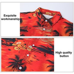 Men Hawaiian Shirts Floral Palm Tree Sunset Surf Beach Party Holiday Stag Dance