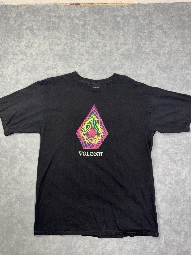 Volcom Shirt Mens L Black Tie Dye Stone Logo Graphic Tee Tagless Skate Surf