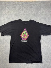 Volcom Shirt Mens L Black Tie Dye Stone Logo Graphic Tee Tagless Skate Surf