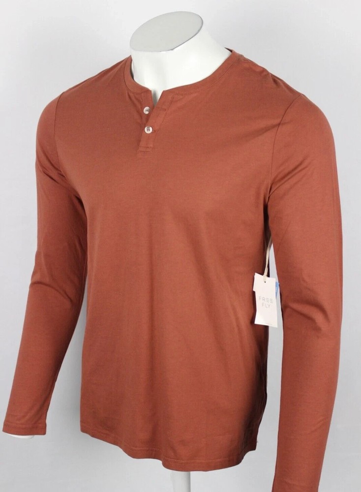 Free Fly Men’s Heritage Henley Long Sleeve Bamboo Shirt Clay UPF 50+