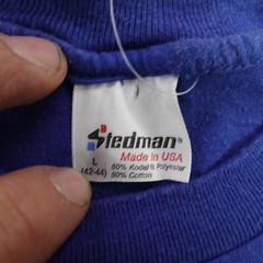 Vintage Peacock Papers Shirt Mens Large Blue Aged to Perfection Stedman 80s USA