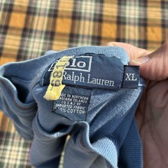 Vintage 90s Polo Ralph Lauren V Neck T Shirt Blue Mens XL Made In USA Old Money