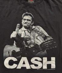 Johnny Cash Zion Rootswear 2009 Middle Finger Graphic T‑Shirt Medium Black