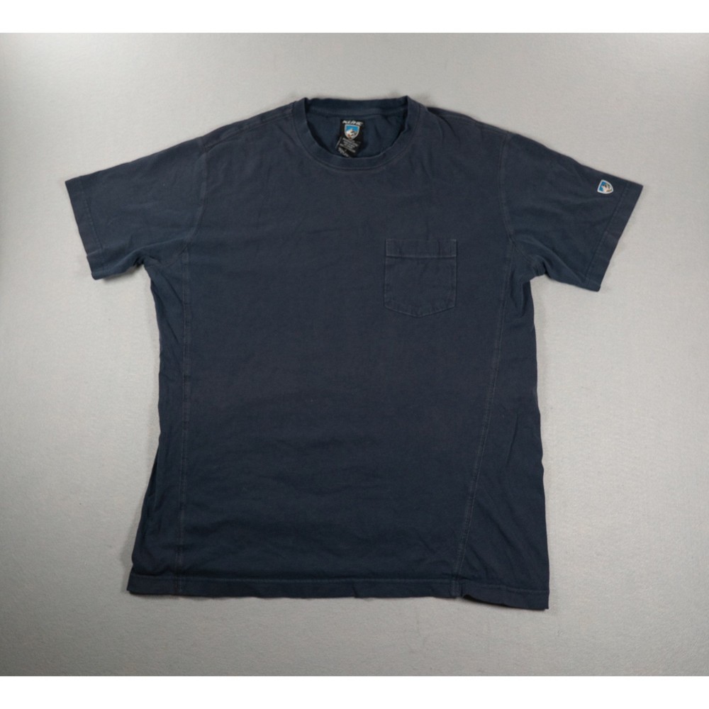 Kuhl Mens Organic Cotton Pocket T-Shirt Navy Blue Short Sleeve Size Large