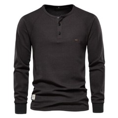 Zonbailon men’s t-shirt solid color crew neck bottomed shirt long sleeve autumn