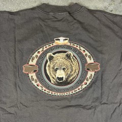 Vintage Grizzly Bear T Shirt Mens XL Gray Flaws Discovery Channel Preowned