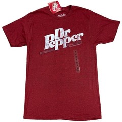 NEW Dr Pepper Logo Men’s M Red Heather T-Shirt Tee Luv Graphic Cotton Blend