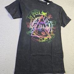DEF LEPPARD SHIRT Mens Small Black Tie Dye CASUAL METAL Rock Music Concert NWT