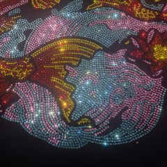 New Fashion Diamond Fish Rhinestones Short Sleeve Luxury Men Black T-Shirt