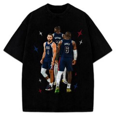 Stephen Curry Lebron James Kevin Durant BIG 3 USA World Champ Custom Graphic Tee