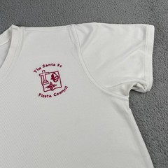 Vintage Santa Fe New Mexico Fiesta Council Embroidered Shirt White XL Ribbed Tee