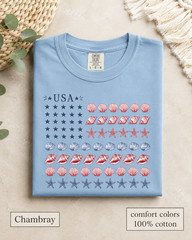 Coastal USA Flag Shirt, Patriotic Seashell Tee, Comfort Colors Beach Top