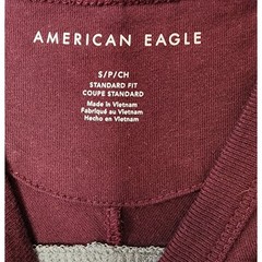 American Eagle T-Shirt Mens Small Burgundy Grey Colorblock Crew Neck EXC