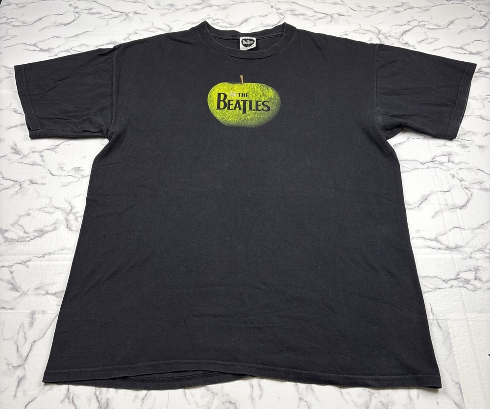 VTG 2008 The Beatles Apple Records Faded Green Apple Black Band Promo T-Shirt XL