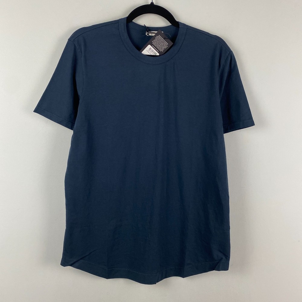 Buck Mason Curved Hem Pima T Shirt Mens Medium Ink Blue Short Sleeve Crew Neck