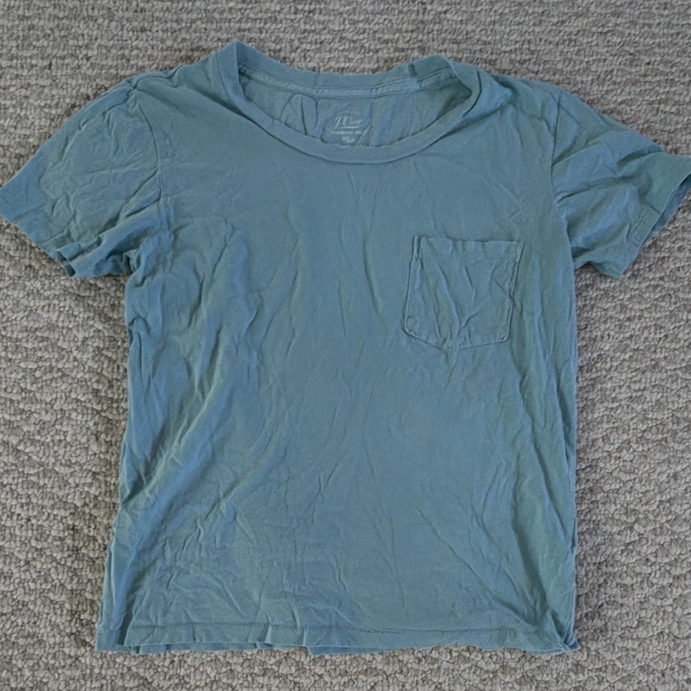 J.Crew Men’s Blue Solid Cotton Jersey Crew Neck Pocket Tee Short Sleeve M