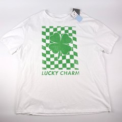 Grayson Threads Hello Gorgeous Lucky Charm T Shirt Mens Sz S/M Green White S/S