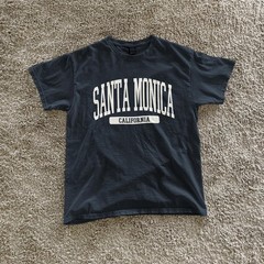 Santa Monica Beach California Souvenir Aesthetic, Vintage Navy Blue Tee