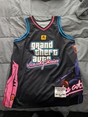 GTA Vice City Stories Jersey Mens L Large Black Rockstar Headgear Classics Rare